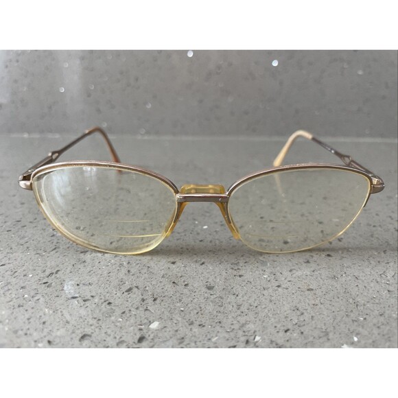 Safilo Eyeglasses Frames ONLY Elasta 51-17-130 4672 K9N gold half rim Italy Vtg - Picture 1 of 16